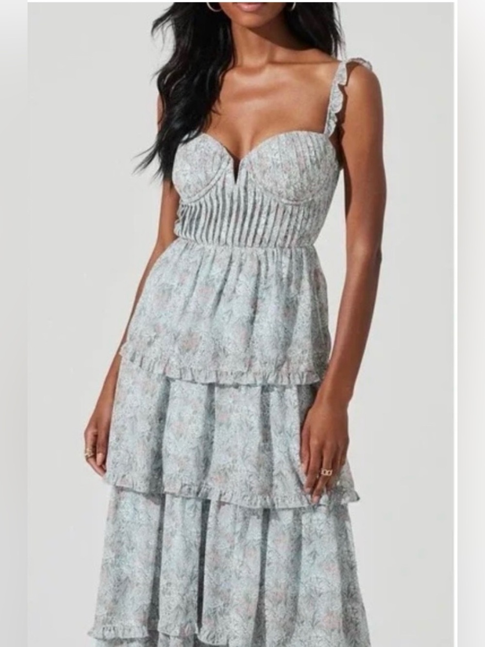 NWT Astr the Label Tiered Floral Maxi Dress with Ruffle Detail, Small - Picture 1 of 12